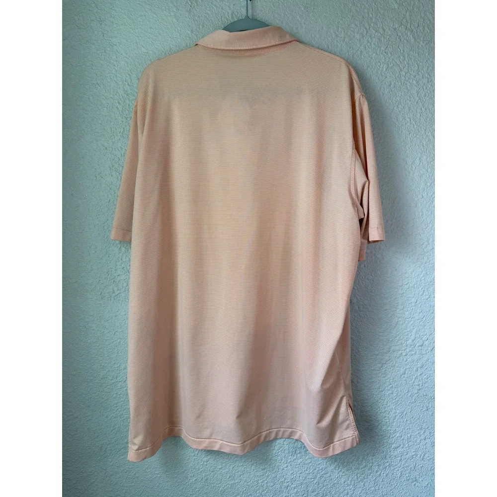 Peter Millar Summer Comfort Mens XL Peach Micro Stripe Golf Polo Seahorse Logo - Picture 4 of 4